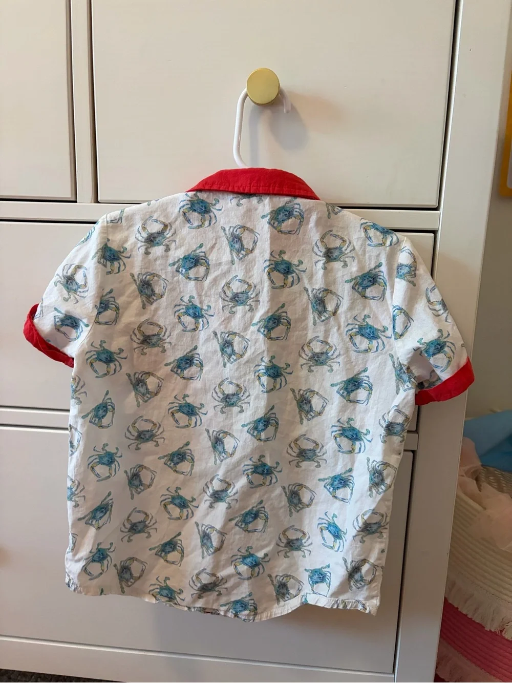 Nola Tawk Crab Shirt Boys 4T Blue Watercolor Coastal Button Up